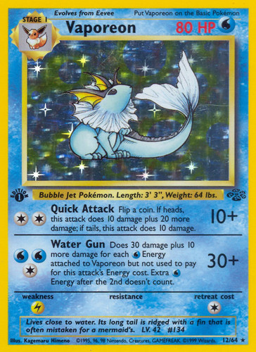 Vaporeon rare jungle - vaporeon, 12/64