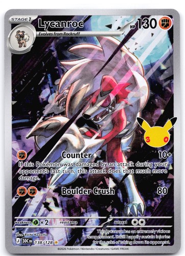 Lycanroc 138 128 holo 30th - lycanroc, 138/128