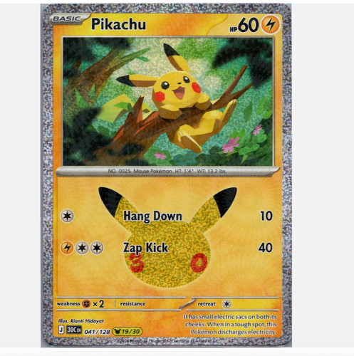 Pikachu holo pokemon card - pikachu,