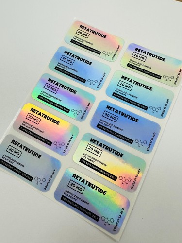 Holographic peptide vial - holographic, label